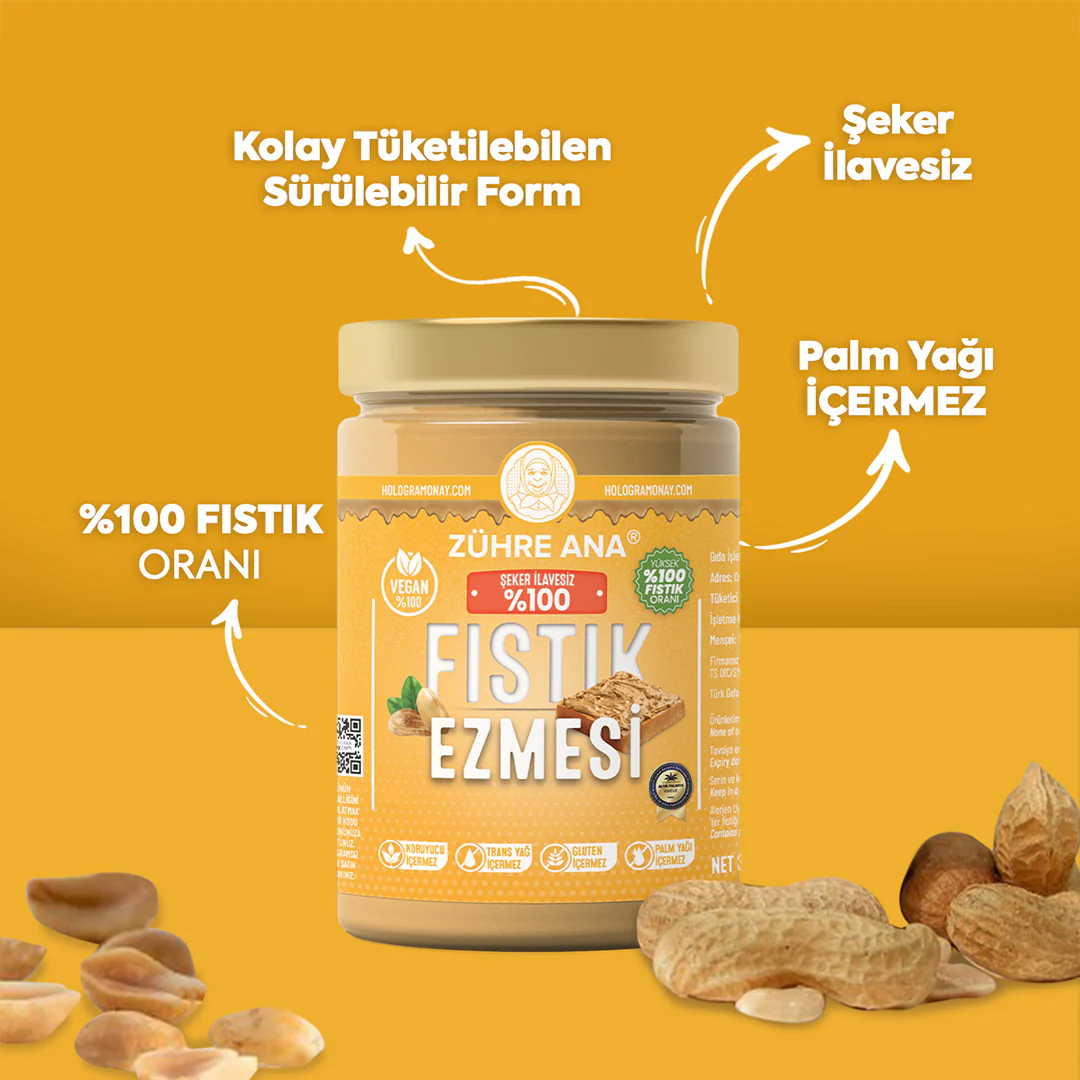 Zühre%20Ana%20Şeker%20İlavesiz%20%100%20Fıstık%20Ezmesi%20300%20G