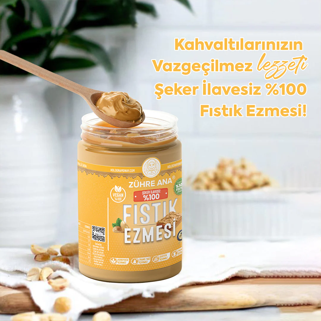 Zühre%20Ana%20Şeker%20İlavesiz%20%100%20Fıstık%20Ezmesi%20300%20G