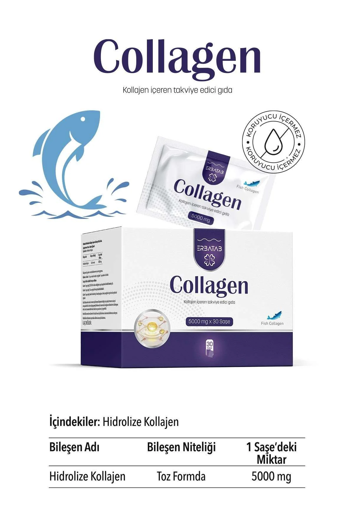 Erbatab%20Hidrolize%20Kollajen%205000%20mg%2030%20Saşe