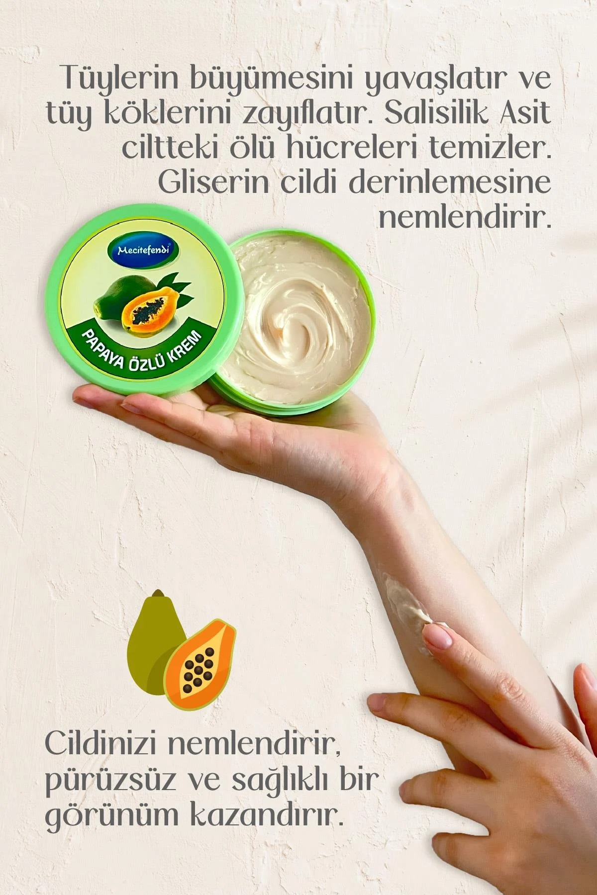 Mecitefendi%20Papaya%20Özlü%20Tüy%20Geç.%20Krem%20150%20Ml