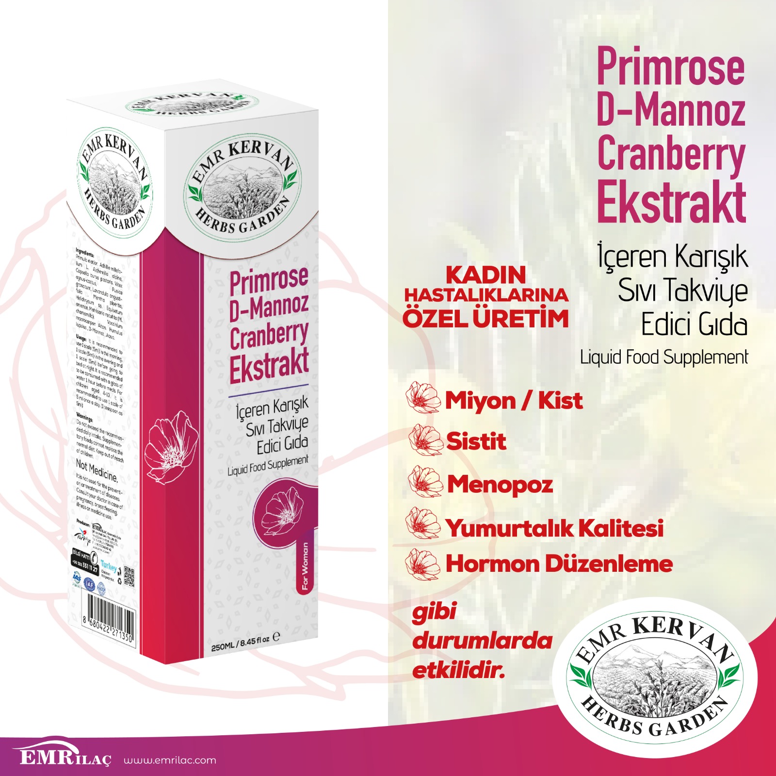 Emr%20Kervanherbs%20Garden%20For%20Woman%20Evening%20Primrose%20İçeren%20Sıvı%20Takviye%20Edici%20Gıda%20250%20Ml