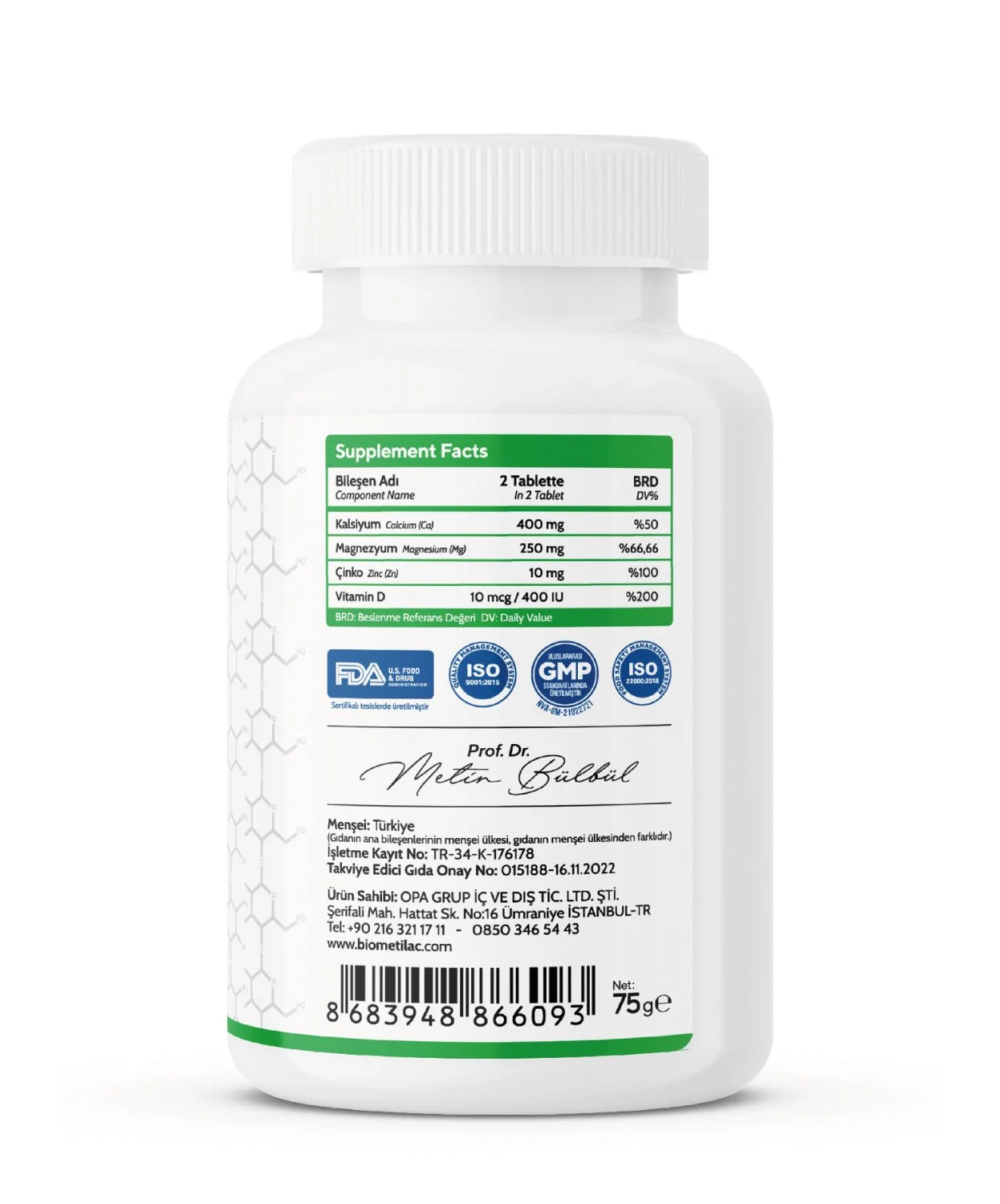 Biomet™%20S1%20Kalsiyum,%20Magnezyum,%20Çinko,%20Vitamin%20D%2060%20Tablet