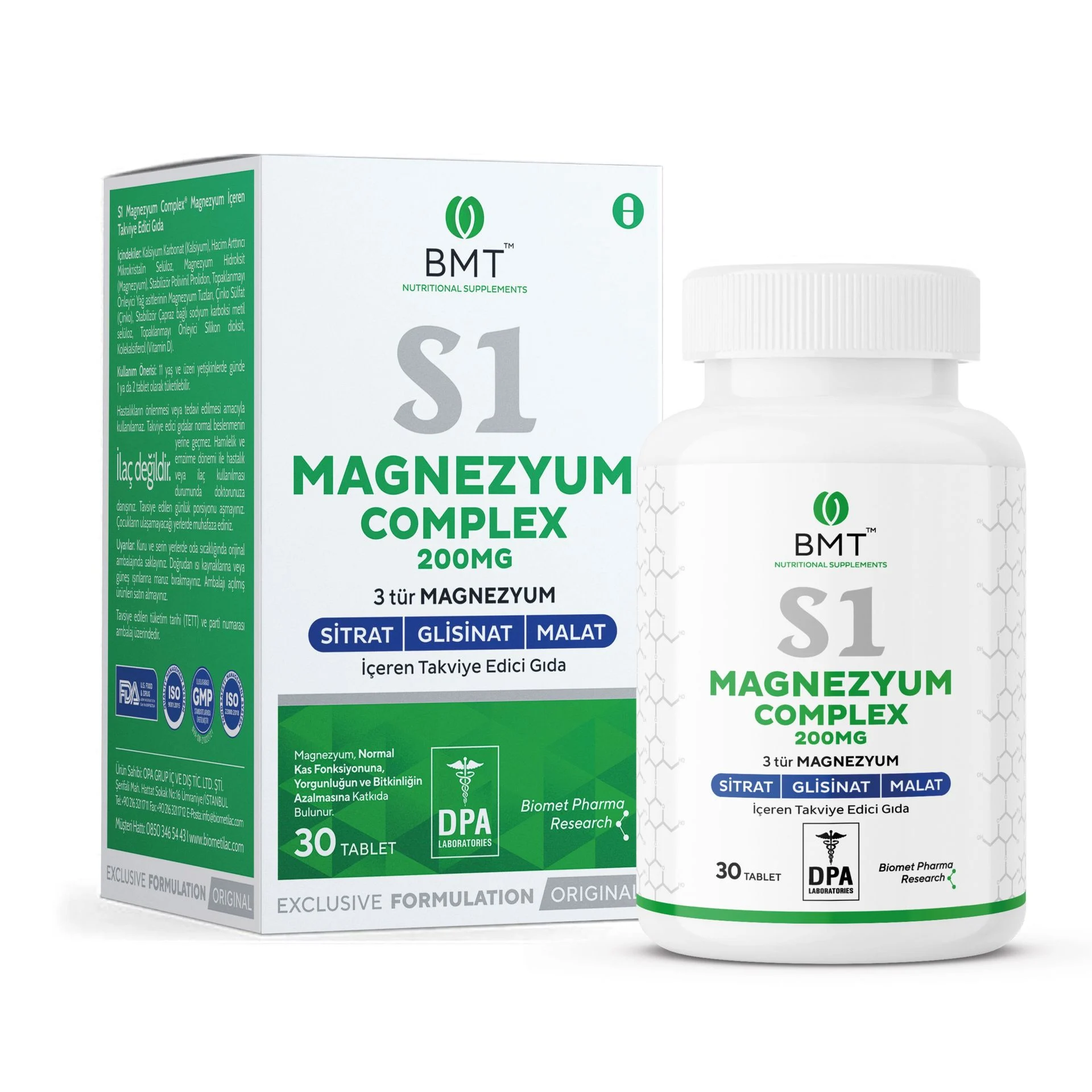 Biomet™%20S1%20Magnezyum%20Complex%20Sitrat,%20Malat,%20Glisinat%2030%20Tablet