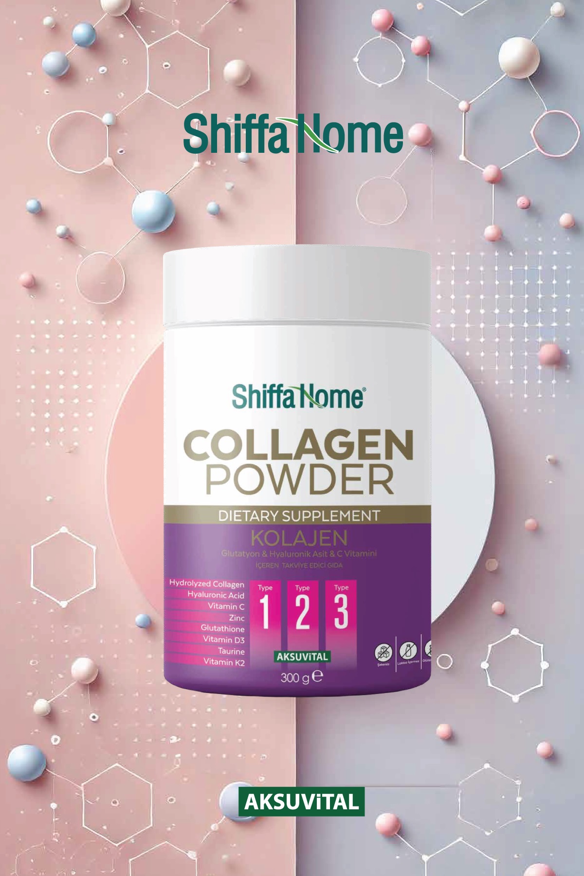 Shiffa%20Home%20Kolajen%20Glutatyon%20Hyaluronik%20Asit%20C%20Vitamini%20İçeren%20Takviye%20Edici%20Gıda%20Toz%20%20300%20Gr