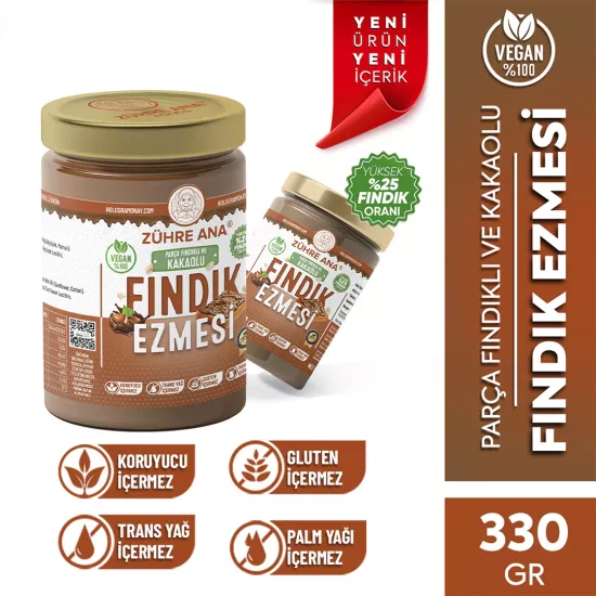 Zühre Ana Parça Fındıklı Ve Kakaolu Fındık Ezmesi 330 G