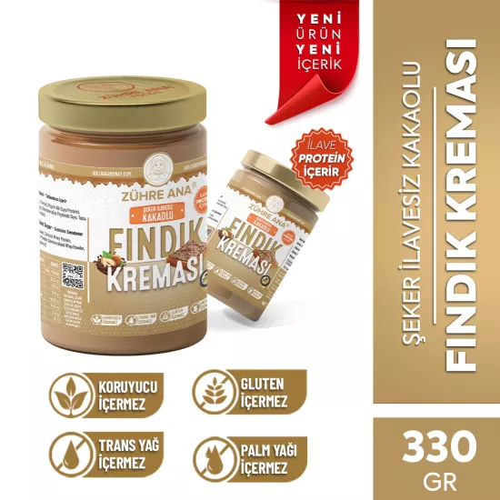 Zühre Ana Şeker İlavesiz Kakaolu Fındık Kreması 330 G