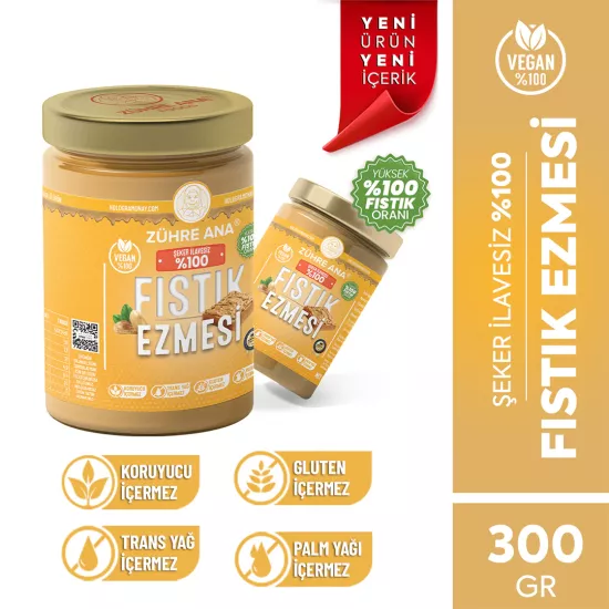 Zühre Ana Şeker İlavesiz %100 Fıstık Ezmesi 300 G
