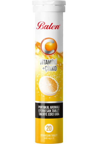 Balen C Vitamini+Çinko İçeren Portakal Aromalı Efervesan Tablet 3600 Mg*20