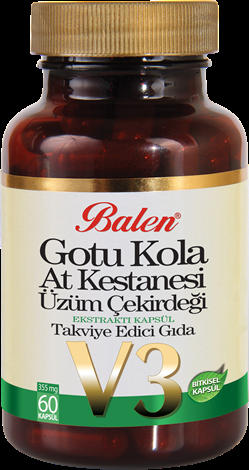 Balen Gotu Kola Atkestanesi Üzüm Çekirdeği Ekstraktı Kapsül 355 Mg*60