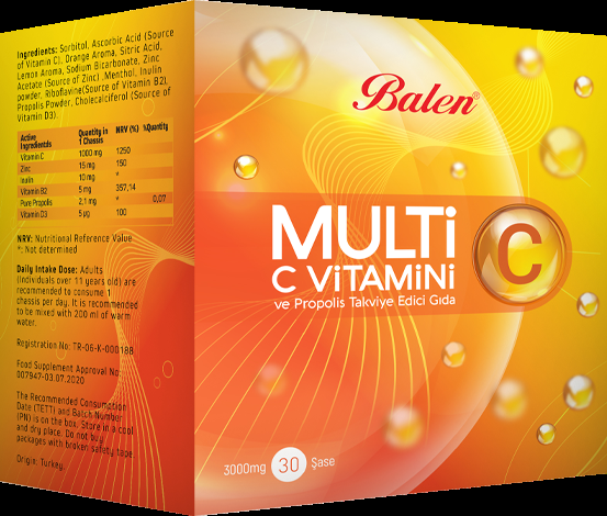 Balen Multi-C C Vitamini Ve Propolis Şase 3000 Mg*30