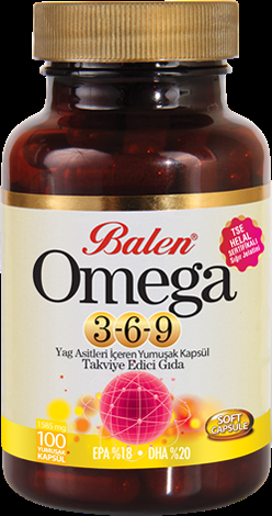 Balen Omega 3 6 9 Soft Yağ Asitleri İçeren Yumuşak Kapsül 1585 Mg*100
