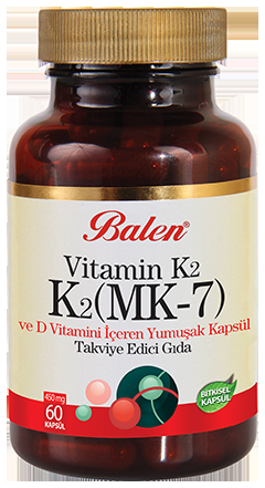 Balen Vitamin K2 (Mk-7) ve D Vitamini İçeren Yumuşak Kapsül Mg*60