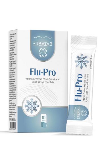 Erbatab Flu-Pro Vitamin C Vitamin D3 Çinko ve Karamürver Ekstresi 10 Stick