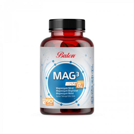 Balen Mag 3 Magnezyum Sitrat Bisglisinat Malat Kapsül 1580 Mg*60
