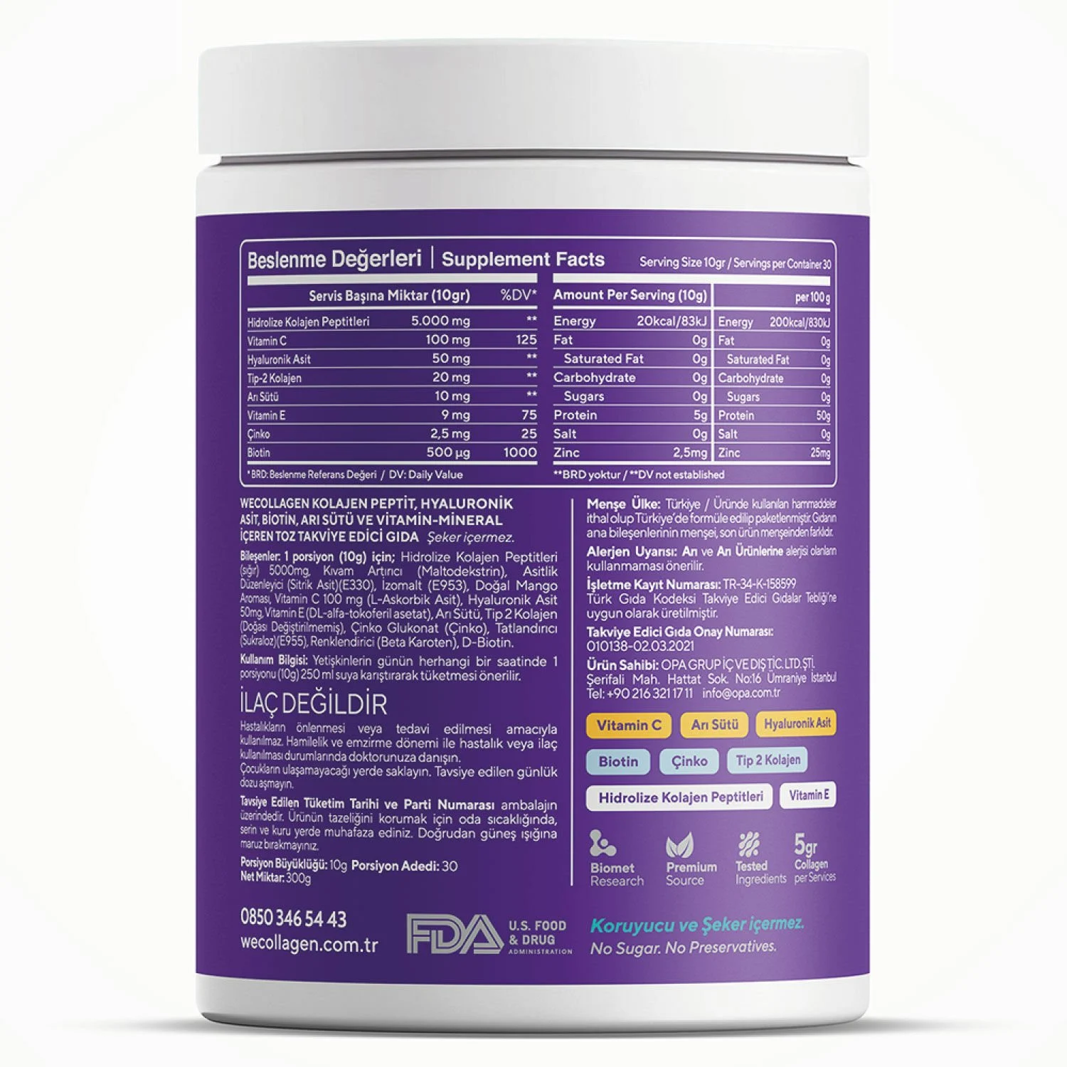 WeCollagen®%20Tip%201-2-3%20Toz%20Kolajen%20300Gr