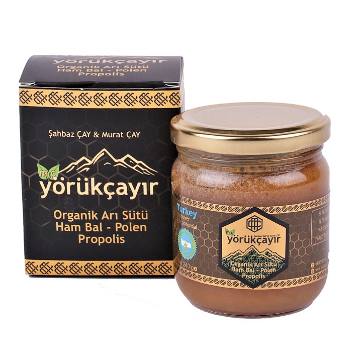 Yörükçayır%20Organik%20Arı%20Sütü-Bal-Propolis%20Karışımı%20240%20Gr